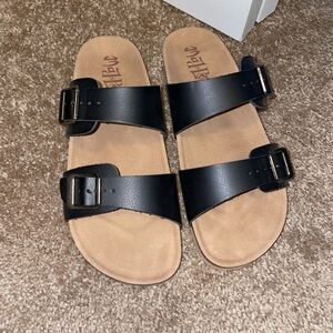 Target Womens Black Leather Adjustable Buckle Birkenstock Sandals Size 8